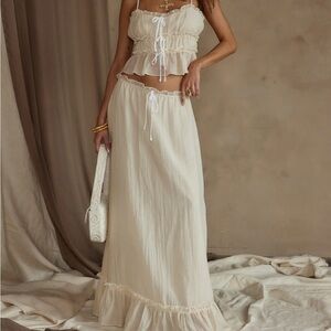 Baby Yellow Crop Tank and Ruffle Maxi Skirt Set - Medium